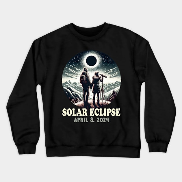 Couple Total Solar Eclipse April 8 2024 Cute Couple Matching Crewneck Sweatshirt by JUST PINK